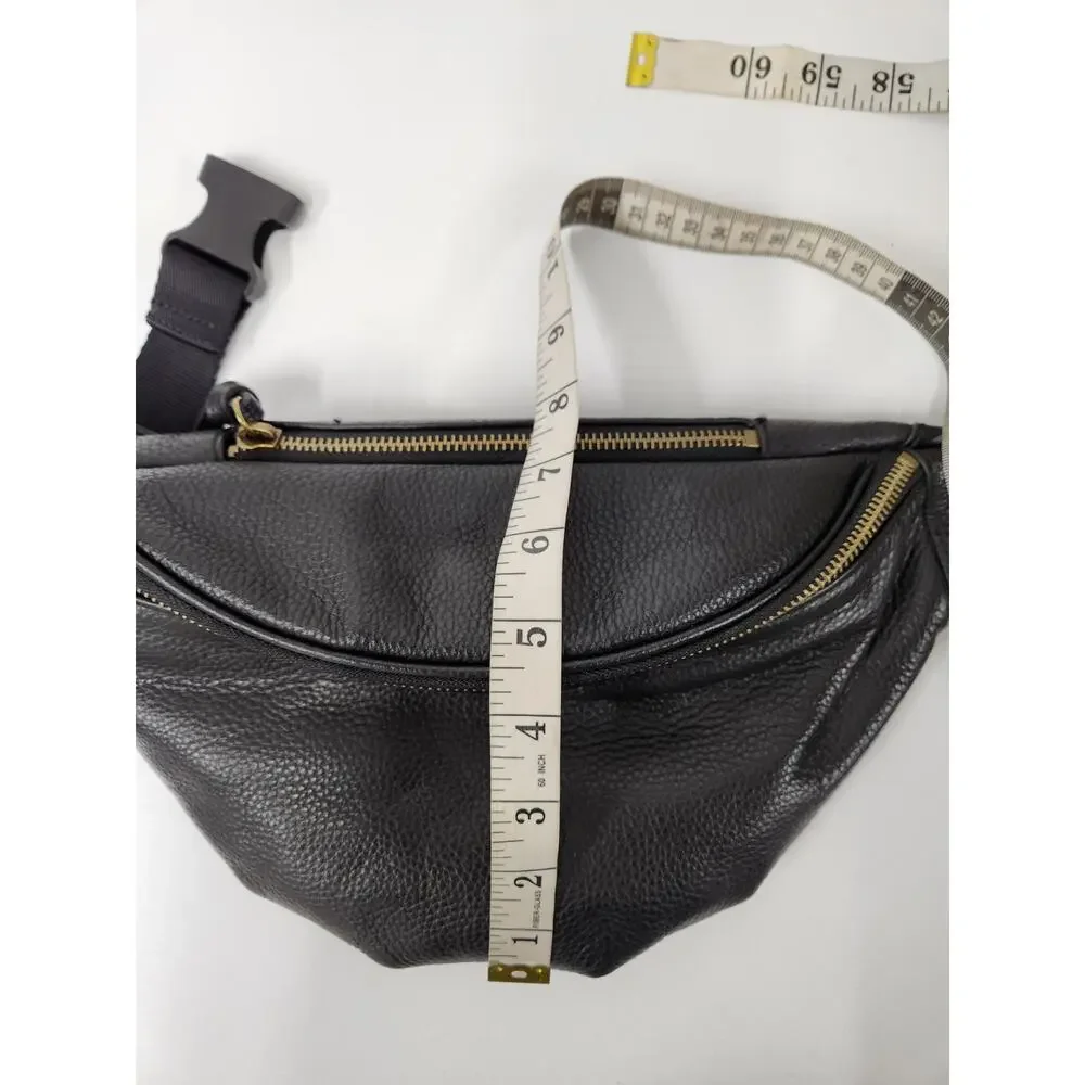 Melrose and Market Genuine Leather Pebbled Black Fanny Pack/Bum Bag/Belt Bag